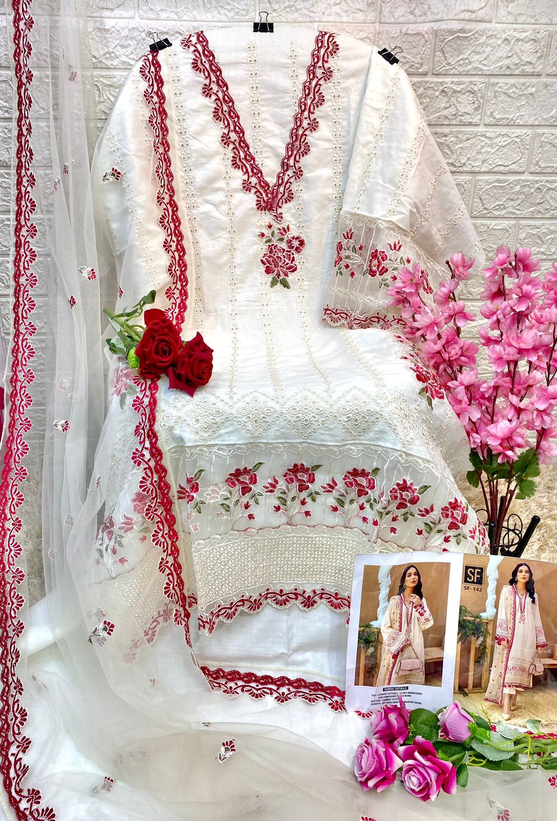 Sf 142 Self Embroidery Pakistani Salwar Suits Catalog
